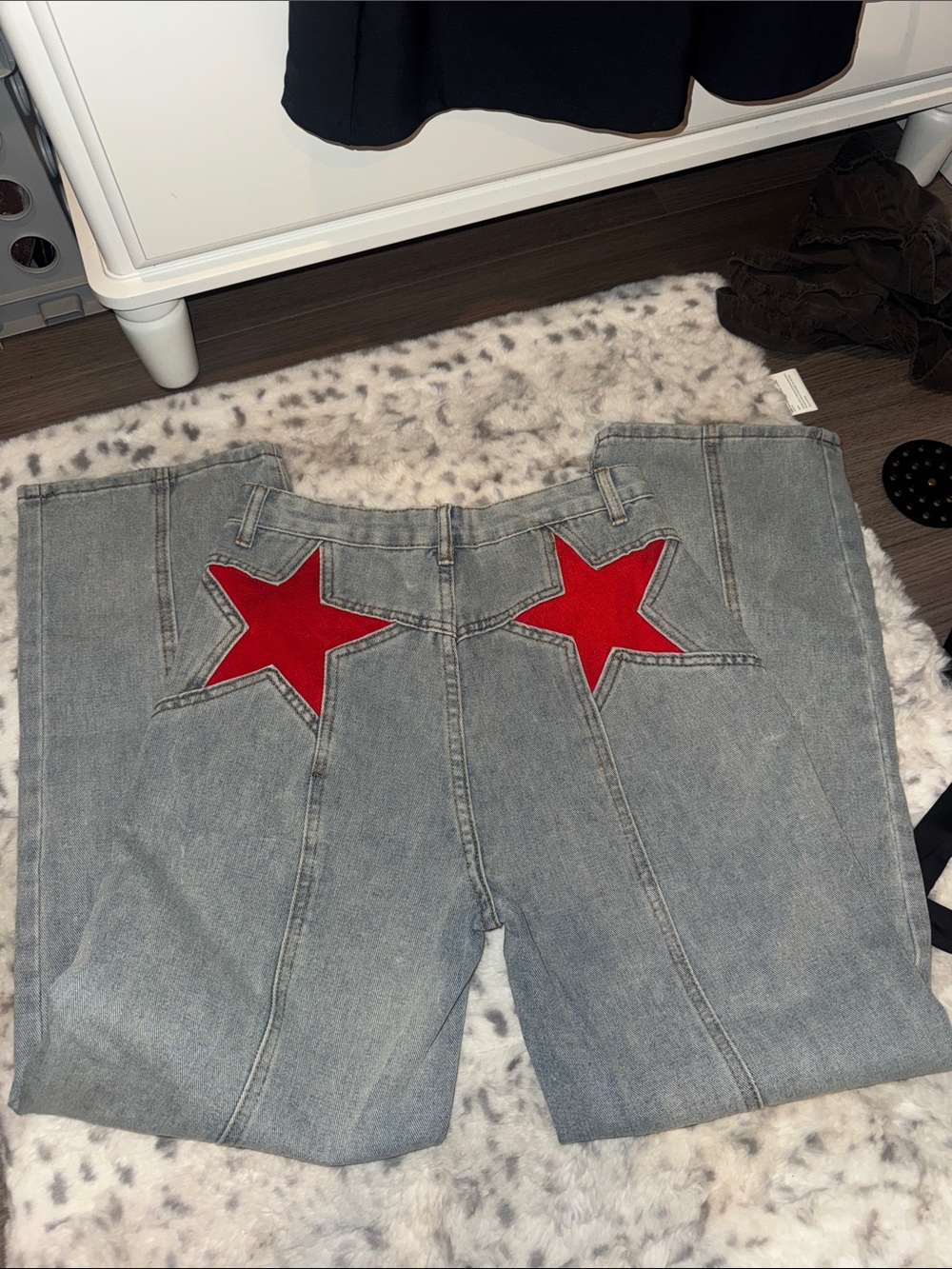 Women's Denim Jeans with Red Star Back